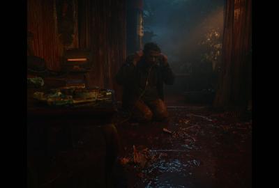 Man sits on the floor