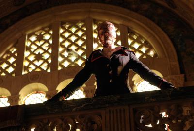 The Vatican's Assassin looks down on her prey.