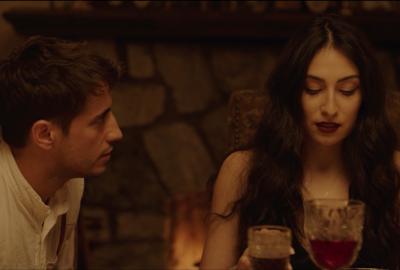 Tucker and Rusty at the dinner table