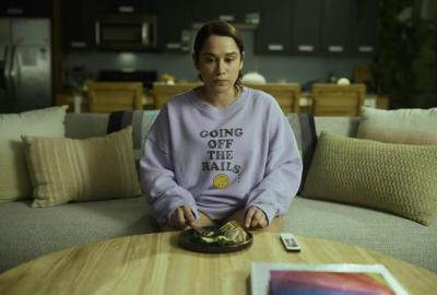 Penny eating a healthy meal at the talble